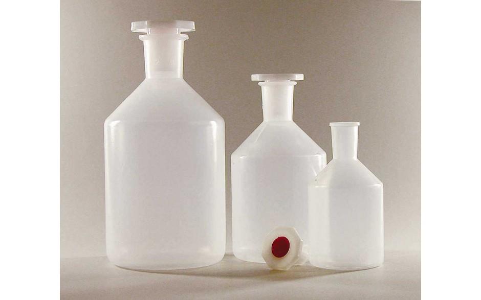 Steilbrustflasche mit Stopfen aus Polypropylen, Weithals
